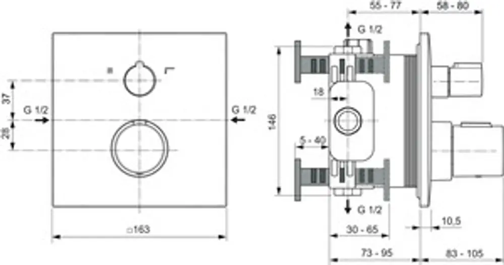 IS-Badethermostat-UP-Ceratherm-C100-BS2-Rosette-163x163mm-Chrom-A7522AA gallery number 14
